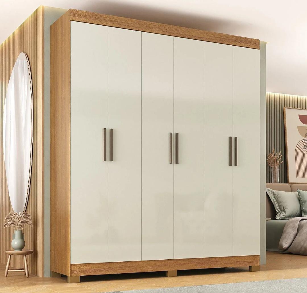 Guarda Roupas Paris 6 Portas Cinamomo/Off White