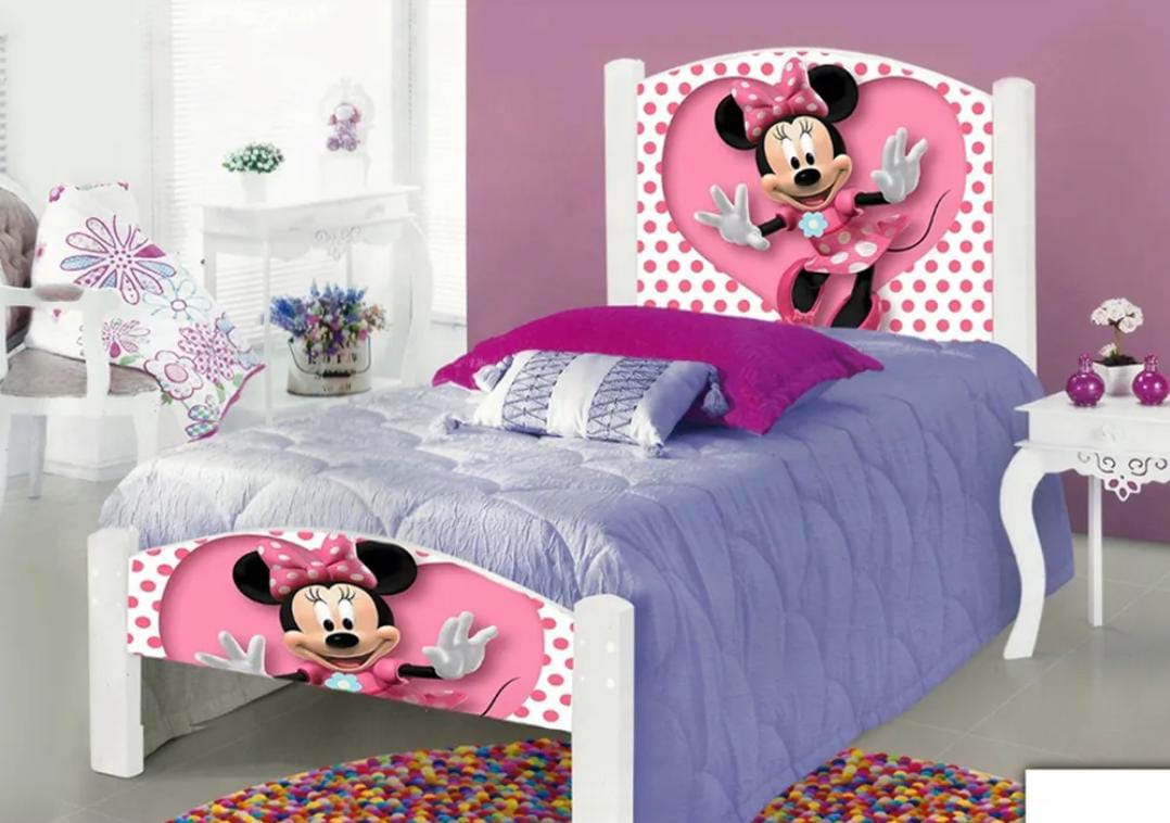 Cama Solteiro Infantil Minie Base Branca
